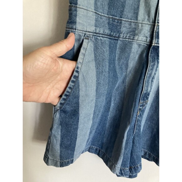 NEW Lee Union-Alls Denim Romper SMALL Striped Shortalls Utility Boho - Picture 8 of 12